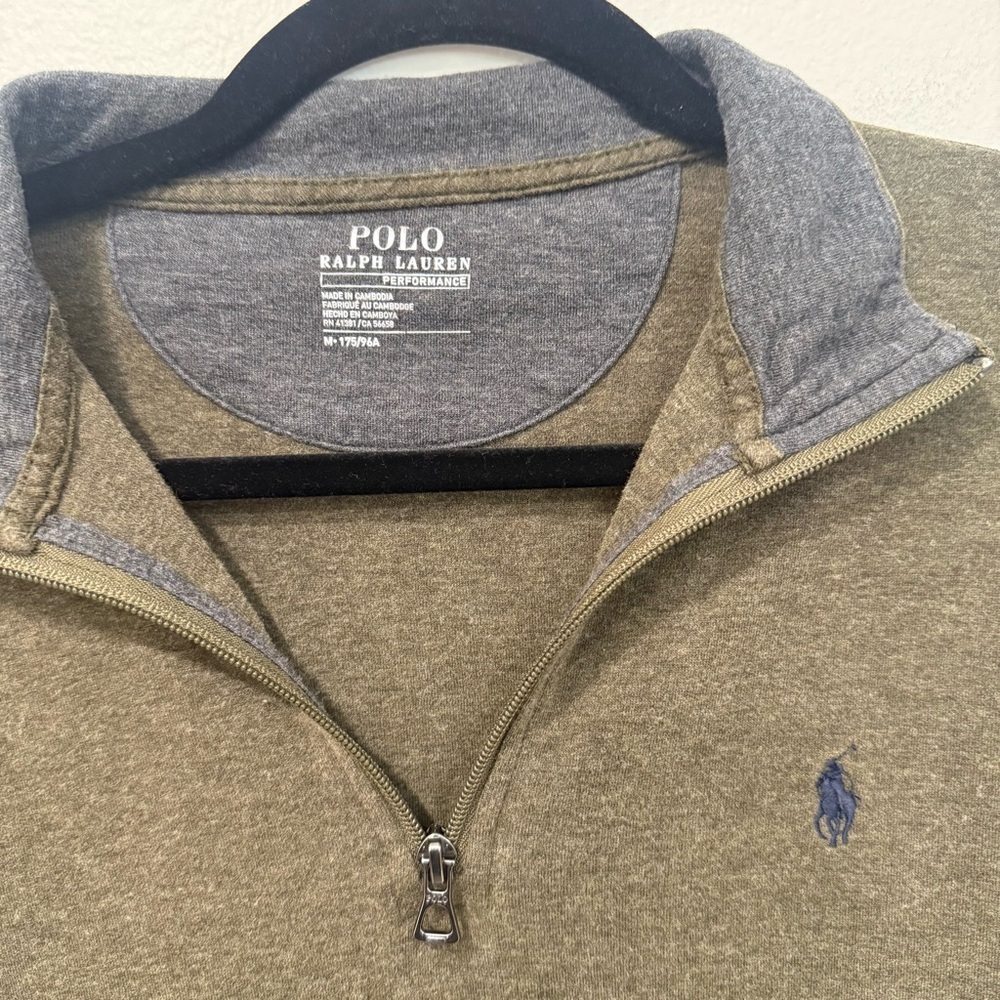 Polo Ralph Lauren Performance Green Quarter Zip Sweater M - Picture 3 of 5
